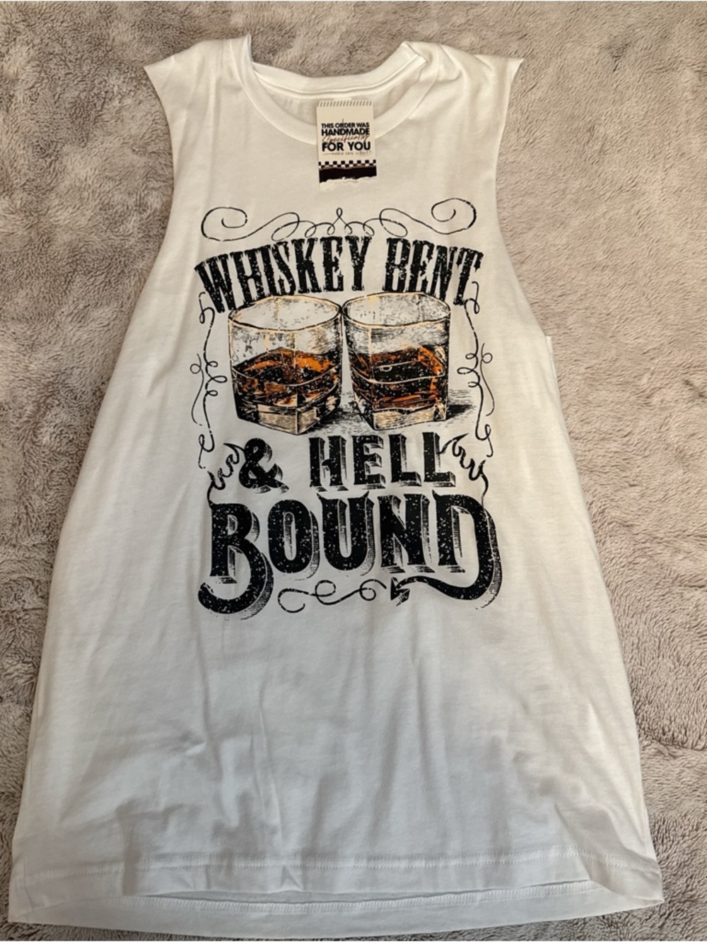 Whiskey Bent & Hell Bound Graphic Muscle Tank - White